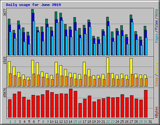 Daily usage for June 2019